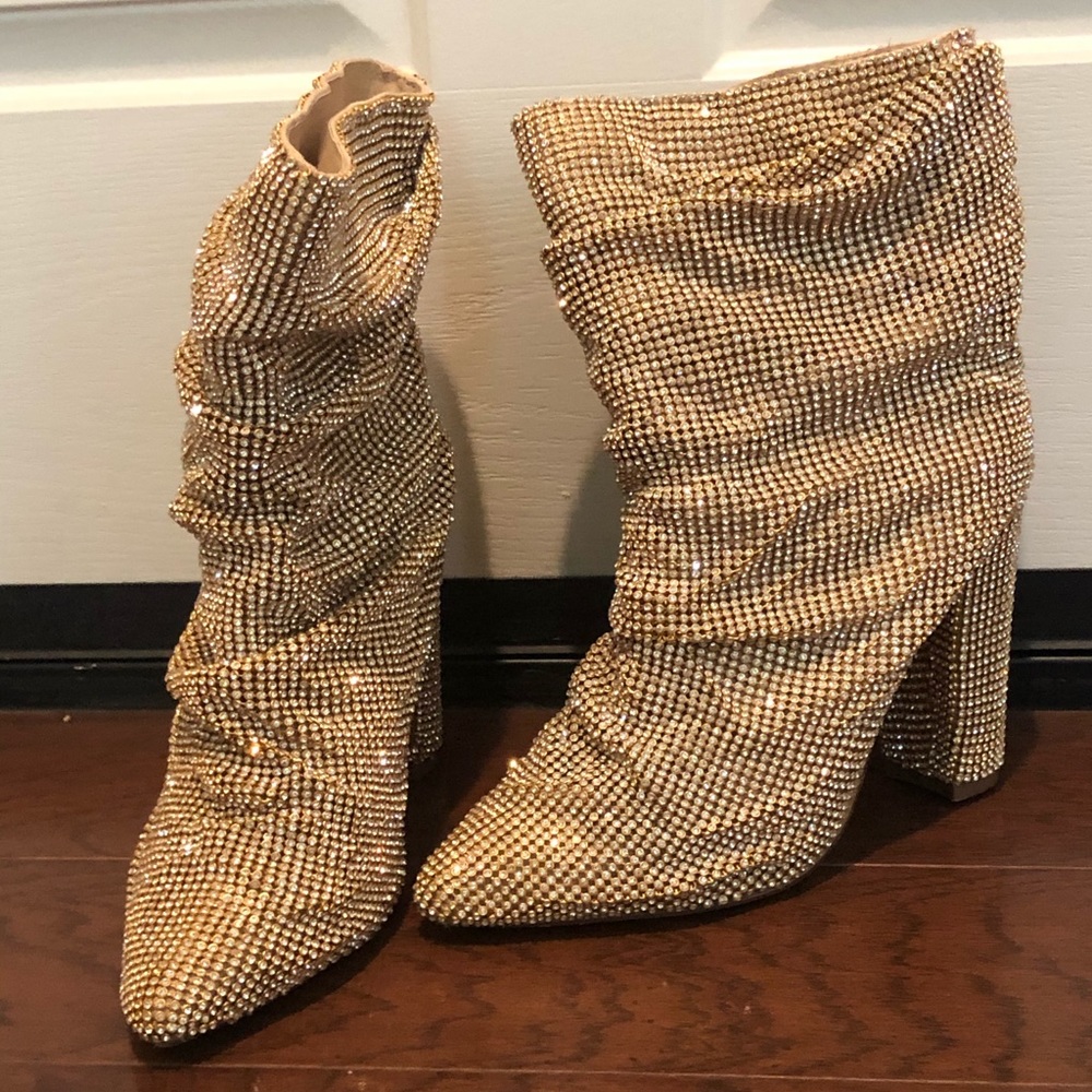 Gold Rhinestone Boots
